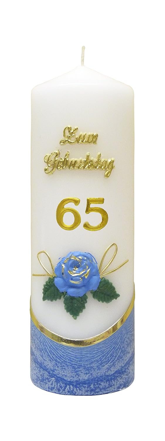 Produktbild von Meissner-Handel Auswahl * Handverzierte Geburtstagskerze ''Zum 76. Geburtstag'' * Hellblau * M. Farbigen Wachsauflagen * (Motiv 005) * Auswahl Motiv