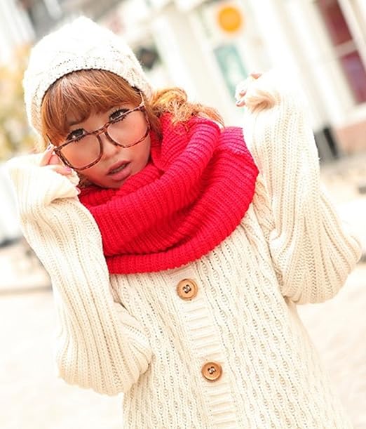 Amazon モコモコ 手編み風 ニット スヌード マフラー ネックウォーマー ストール メンズ レディース 可愛い チェック マフラーカッター おしゃれ 赤 大きめサイズ 大判 かわいい スヌード ファー ボリューム あったか 防寒 ぽかぽか ふわふわ 赤 レッド ネック