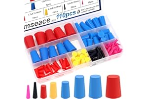 smseace 110Pack Rubber Plug 1/16 Inch to 5/8 Inch Rubber Stoppers 8-Sizes High Temp Silicone Plug for Coating, Round Hole, Pa