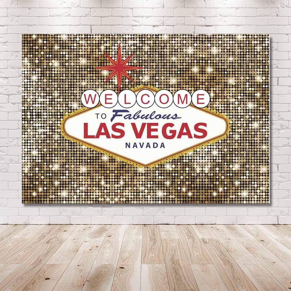 MEHOFOND 7x5ft Welcome to Las Vegas Party Background Fabulous Casino Poker Vintage Gold Round Sequin Photography Backdrop Photo Shoot Decor Banner Portrait Photo Booth Props Supplies - Image 4