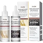 Face Peel Shot Glow Black & White Rice Exfoliating Ampoule Extract Peeling, Pore Minimizing & Deep Hydration Face & Body Scrub Serum, Support Dead Skin Cell Remover -80ml/2.7Fl oz