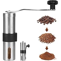 AVNICUD Manual Coffee Grinder, Ceramic Burr Coffee Grinder with Adjustable Setting, Portable Brushed Stainless Steel…