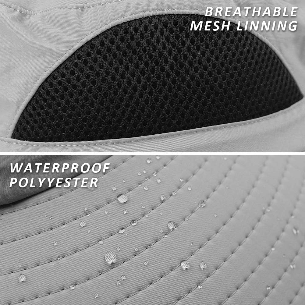 Ordenado Waterproof Sun Hat Outdoor UV Protection Bucket Mesh Boonie Hat Adjustable Fishing Cap Grey at  Women’s Clothing store