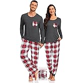 YOPUGEE Couple Matching Plaid Pajama Set Christmas Pjs for Men Women Long Sleeve Sleepwear Lounge Set With Pockets S-3XL