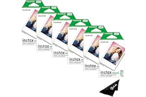 Fujifilm Instax Mini Film ISO 800, Six Twin Packs 120 EXP Total Compatible with Instax Mini Evo, 12, 11, 9 Models, Includes Balveli Premium Microfiber Cleaning Cloth