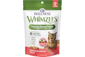 WHIMZEES Wellness Cat Dental Treats, Natural Chews, Chicken and Salmon Flavor, (4.5 Ounce Bag)