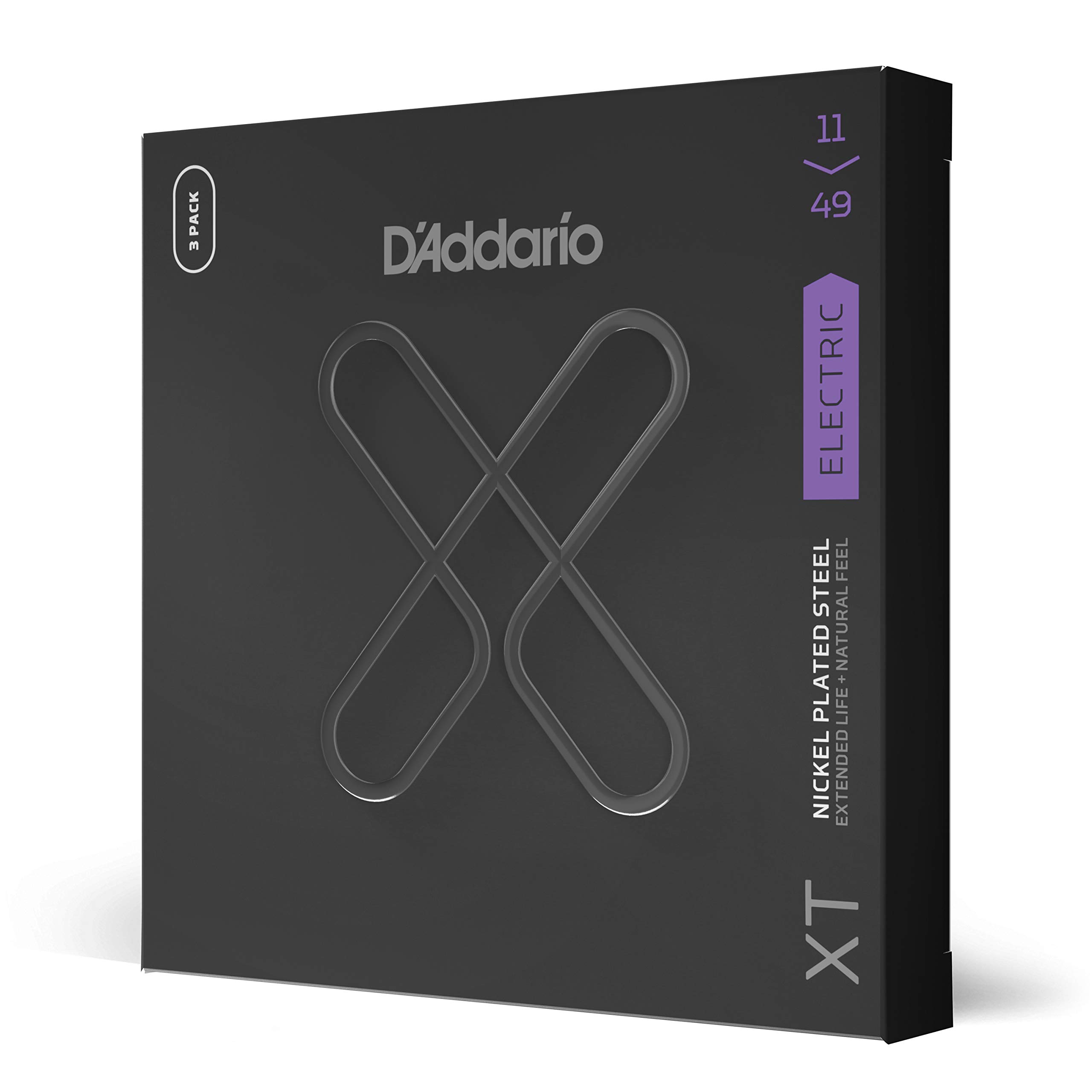 D'Addario Guitar Strings - XT Nickel Coated Electric Guitar Strings - XTE1149-3P - Extended String Life with Natural Tone & Feel - For 6 String Guitars - 11-49 Medium, 3-Pack