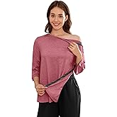 Deyeek Post Shoulder Surgery Shirts for Women Tear Away 3/4 Tops After Rotator Cuff Shirts Chemo Port Adaptive Clothing