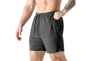 Jupmov Men's Running Shorts 5 Inch Breathable Lightweight Hiking Shorts with Zip Pockets for Workout Athletic Gym