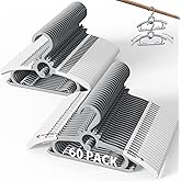 Toddler Hangers 60PCS, 11"-14" Extendable and Stackable Baby Hangers, 45g Ultra-Thick Space Saving Non-Slip Plastic Hanger for Infant, Kids and Nursery Closet, Gray
