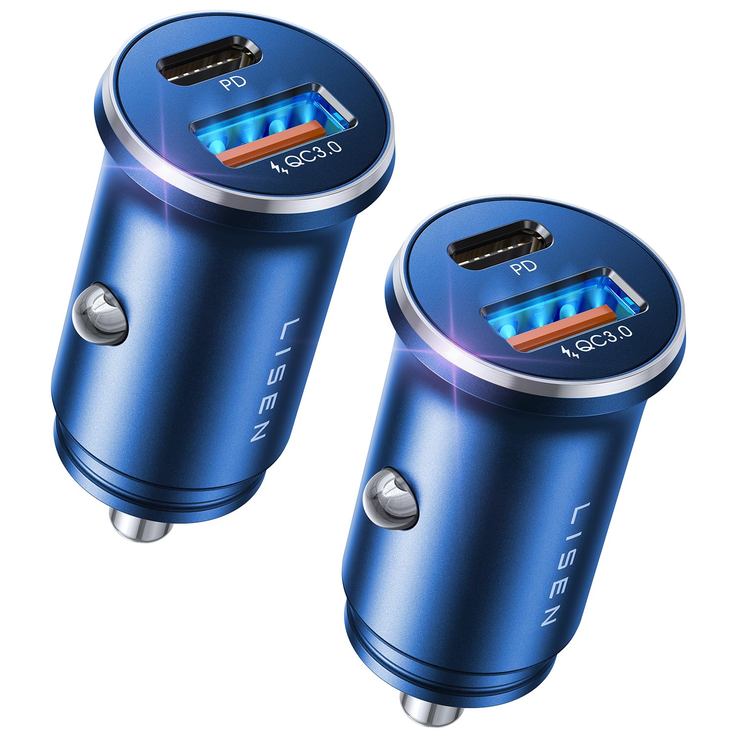 LISEN 54W Car Phone Charger USB C, Cigarette Lighter Adapter, Car Accessories for iPhone, USB C Car Charger Adapter USBC Type C 12v, Fit for iPhone 16, 15, 14, 13 Samsung Google iPad Android, Blue