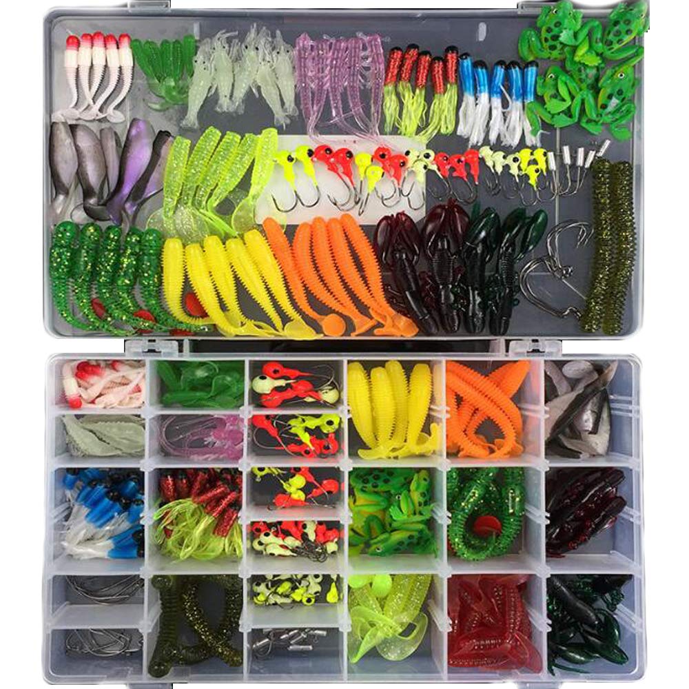 VOANZO 301Pcs Fishing Lure Set Kit Soft Lure Baits Tackle Set Bionic Bass Trout Salmon Minnow Popper Crank Rattlin Pencil Plastic Topwater Frogs Lure Metal Lures Spinner