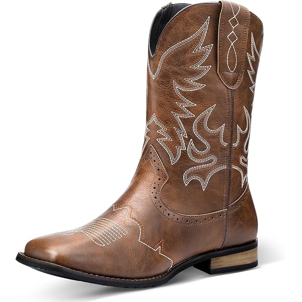 Amazon.com: femflame Cowboy Boots for Men Round Toe Embroidered