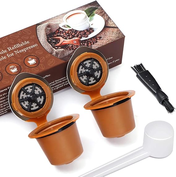 Letilio Pack of 2 Refillable Reusable Coffee Capsule for Nespresso with