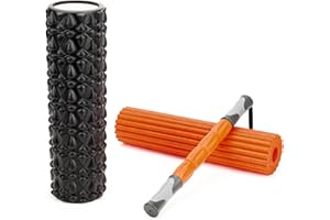 JOOEER 3 in 1 Foam Roller Set, 18 inch Trigger Point Back Foam Roller with Massage Stick for Deep Muscle Exercises Massage Yo