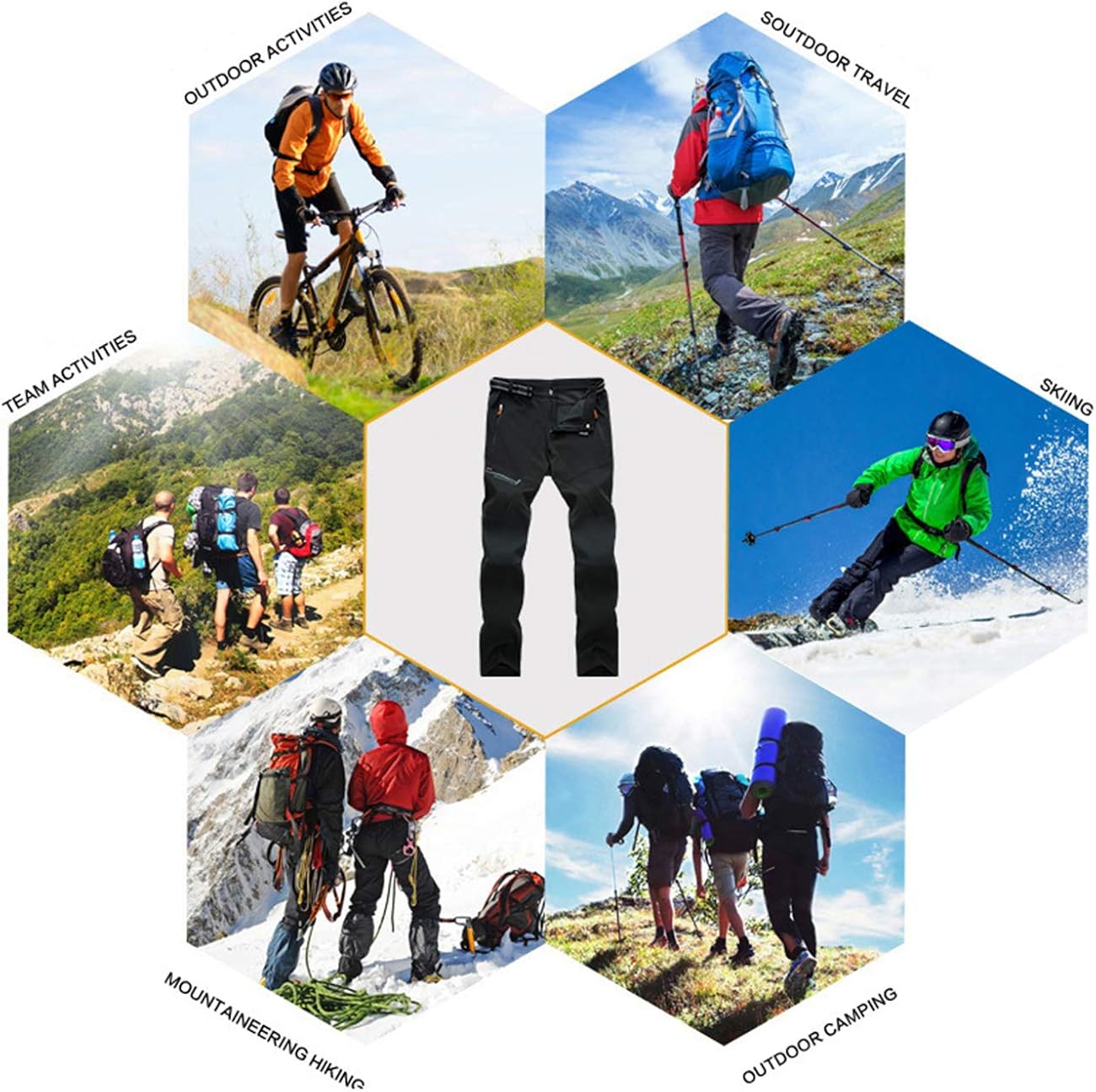 MAGNIVIT Men's Hiking Water Resistant Pants Reinforced Knee Summer Lightweight and Winter Fleece Lined Pants: Clothing