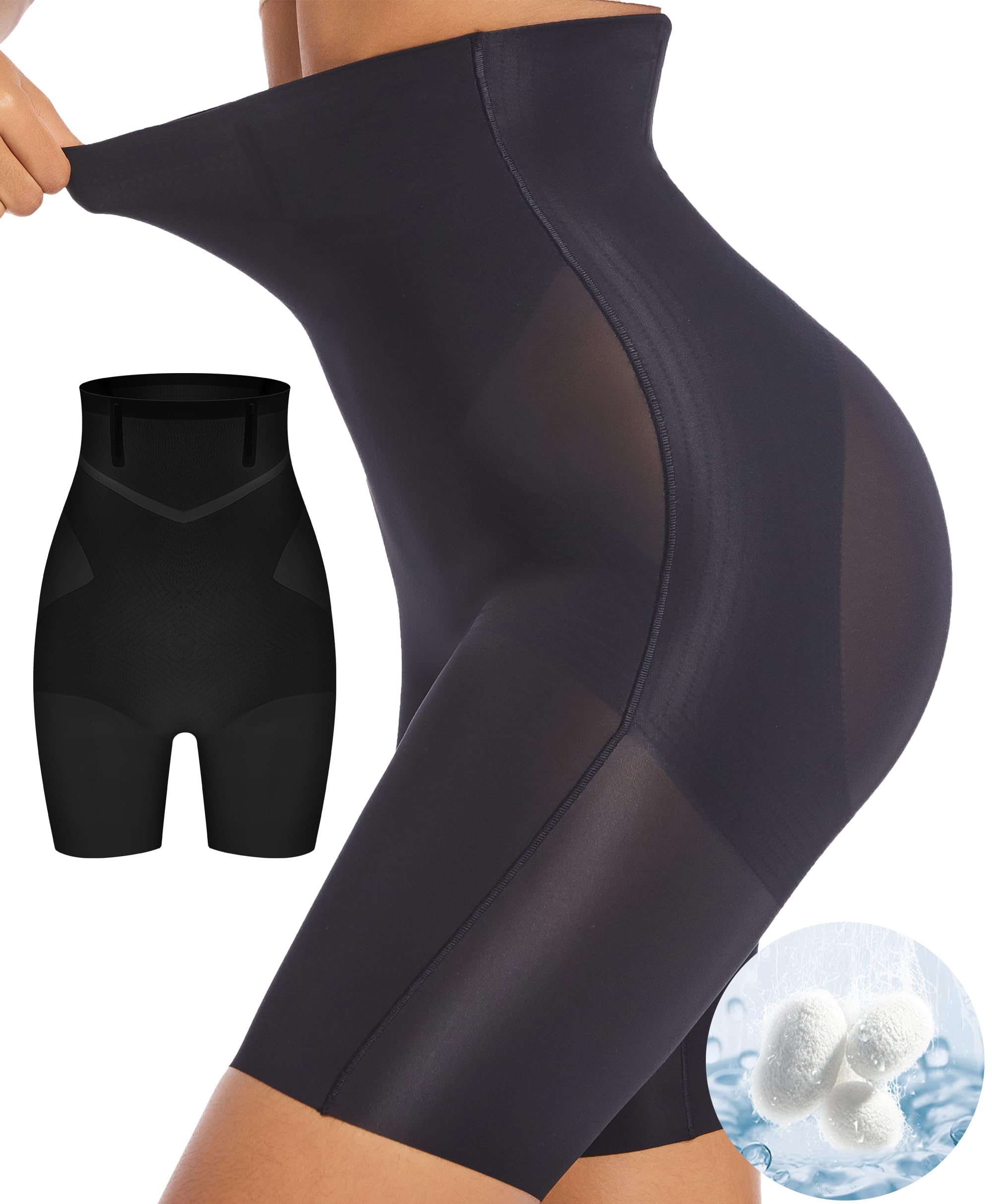 Photo 1 of *medium* PRETTYWELL Shapewear Tummy Control Shorts for Women Comfort High Waisted Body Shaper Shorts Seamless no Rolling Thigh Slimmer Black