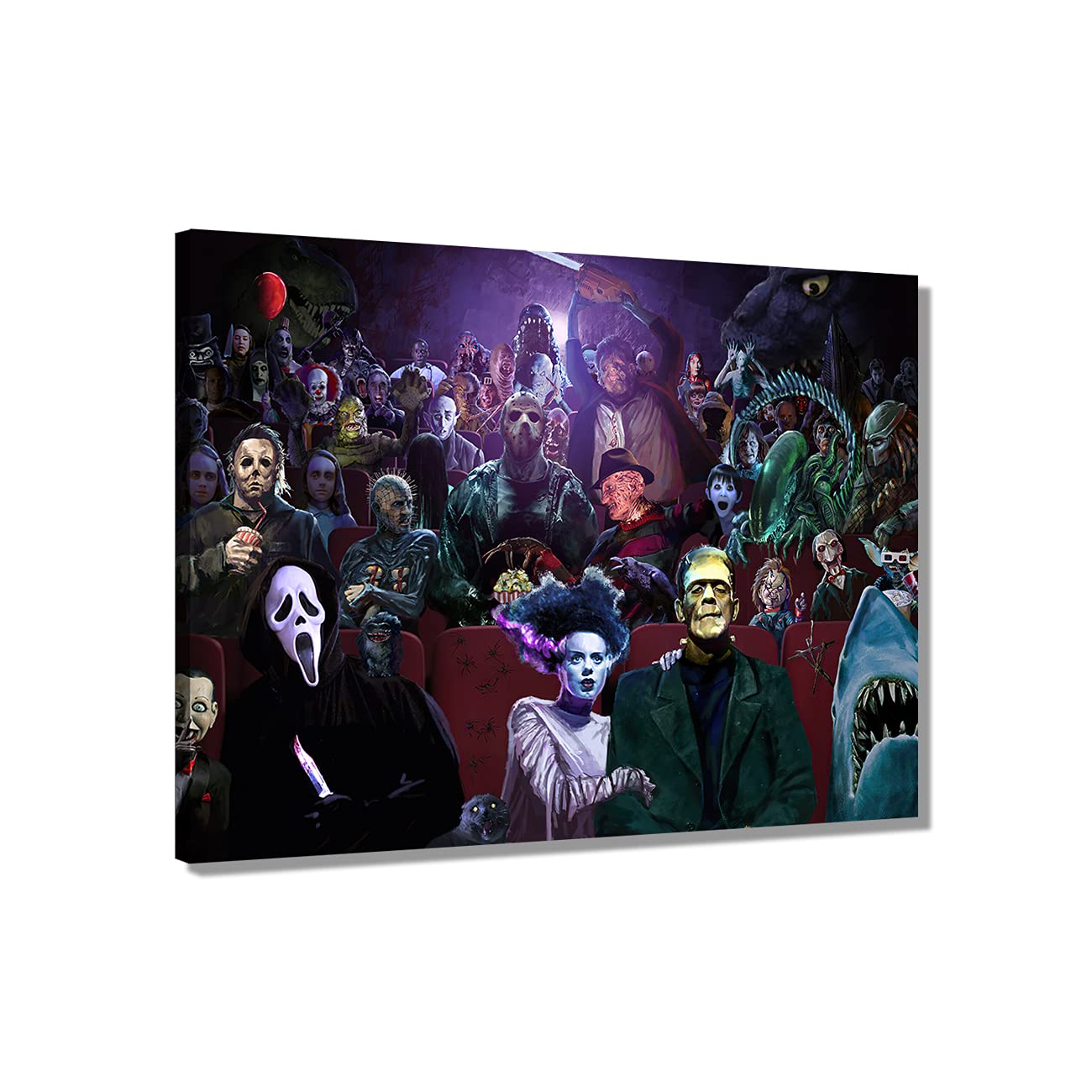 ZHONGYUTONG Horror Movies Poster On Canvas Wall Art Decor Prints Painting Posters Decoracion Frame Picture Living Room Wall (12" x 18", Artwork - 02)