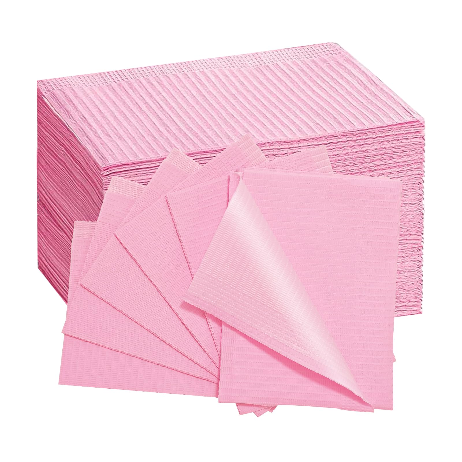 Photo 1 of 50 PCS Pink Dental Bibs Disposable Nail Art Table Mats Foldable Nail Paper Towels, 3 Ply Disposable Dentist Napkins Patient Bibs Tattoo Bibs Sheets for Salon Manicure Tattoo Dental Clinic