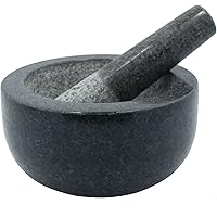 Kota Japan Large Black Granite Mortar & Pestle Natural Stone Grinder for Spices, Seasonings, Pastes, Pestos and…