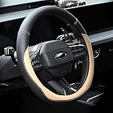 Valleycomfy Microfiber Leather Steering Wheel Covers Universal 15 inch （Beige）