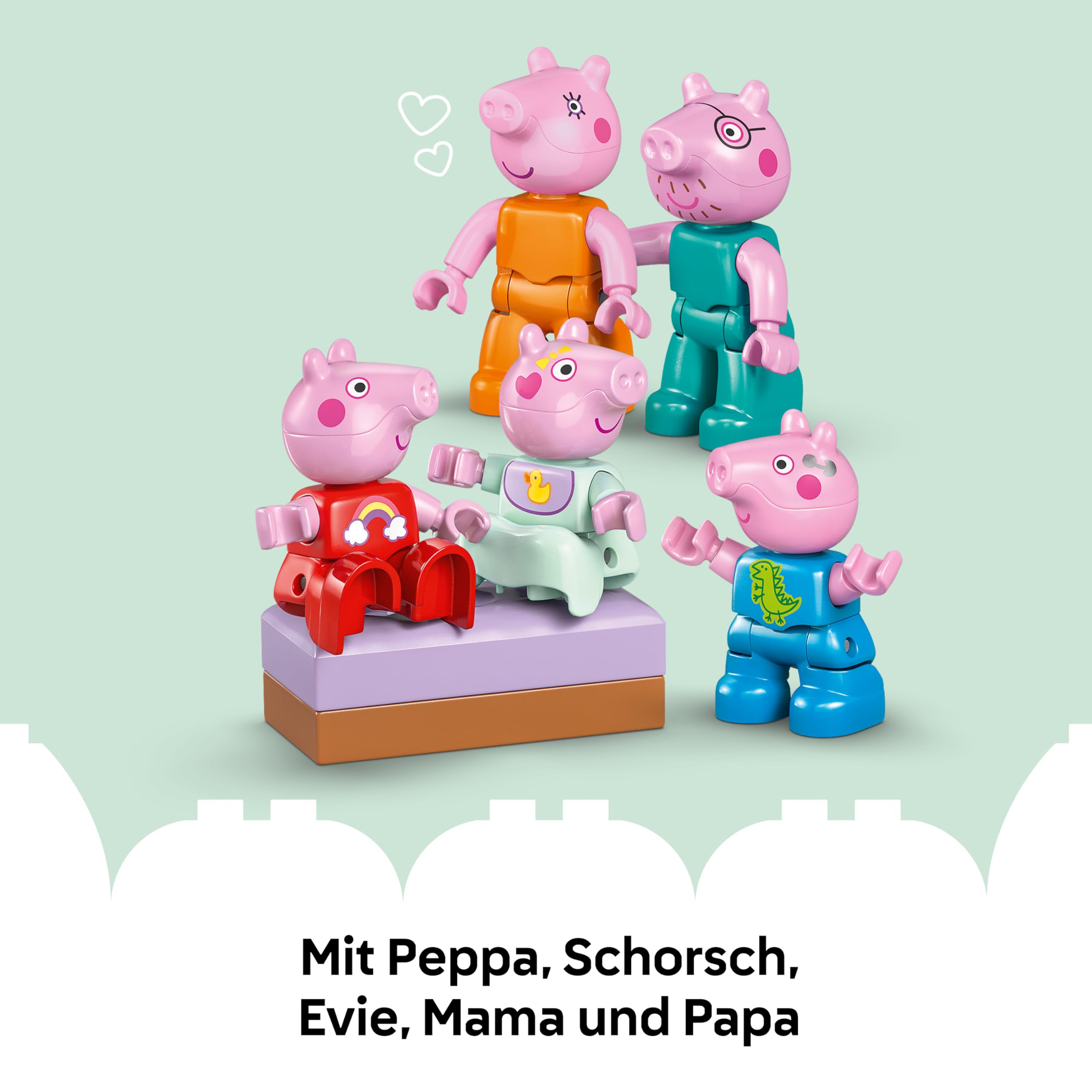 LEGO DUPLO Peppa Wutz Familienhaus - Lernspielzeug zur Förderung der Motorik - Montessori Spielzeug mit 5 Figuren & Puppenhaus Zubehör - Geschenk für Mädchen & Jungen ab 2 Jahren - 10467 6
