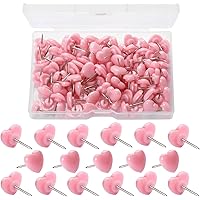 100pcs Push Pins, 0.47inch Plastic Pushpins Pink Push Pins Heart Shaped Cute Thumb Tacks Decorative for Home School Office No