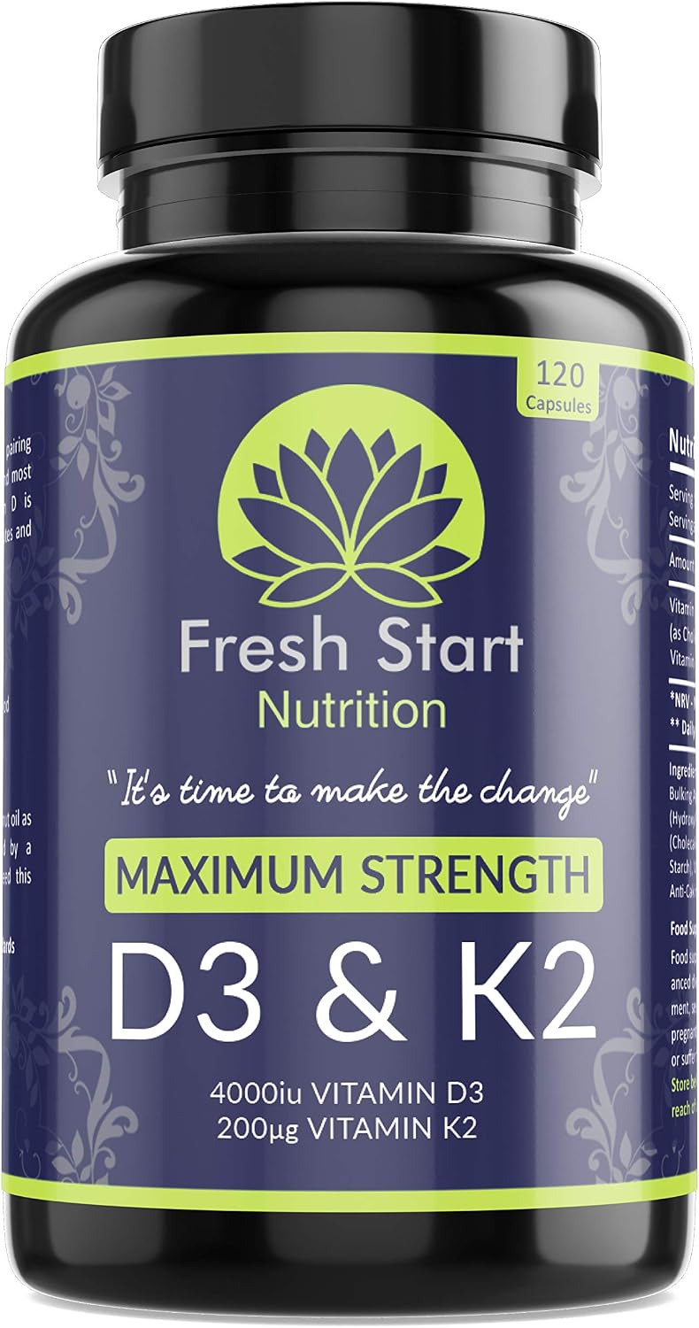Vitamin D3 4000 IU and Vitamin K2 200µg MK7, Vitamin D3 K2 High Strength Supplement