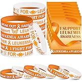 Humyoun 30 Sets/ 60 Pcs Leukemia Awareness Silicone Wristbands with Cards Include 30 Leukemia Awareness Wristband 30 Support Cards for Men Women Campaign Support Charity Supplies