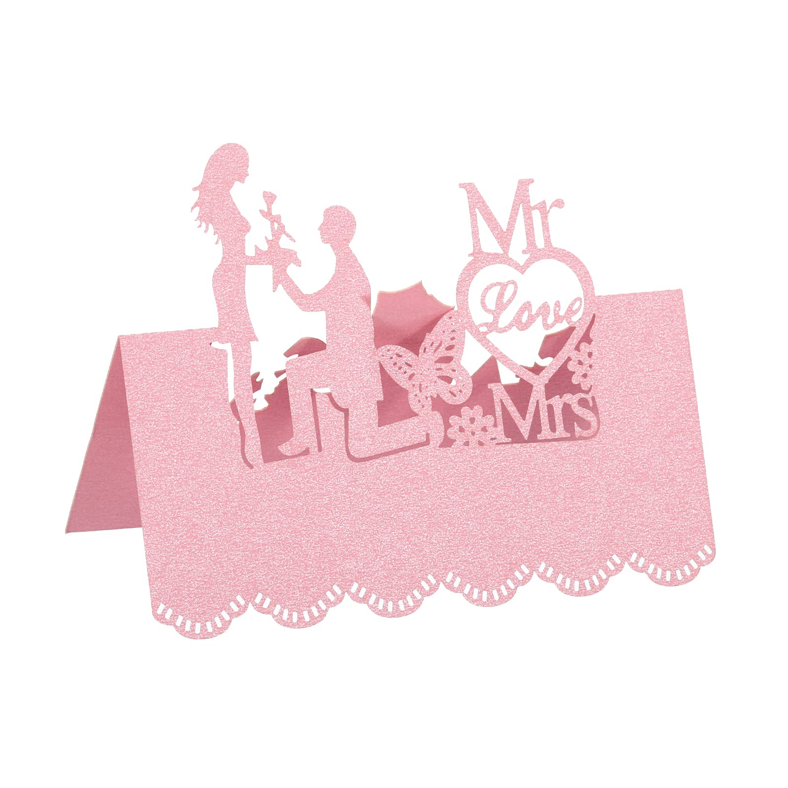 PATIKIL Table Name Place Cards,50Pcs 3.51inch x 3.51inch Favor Decor Hollow Butterfly Cut Design Blank Card for Wedding Party Seating Place Cards Pink