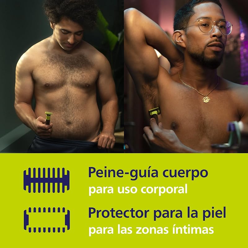 Philips oneblade 360 ​​​​authentic barber, barbeador e aparador elétrico facial e corporal conectado, lâmina 360, lâmina original, pente ajustável 5 em 1, kit corporal, estojo de viagem, qp4631/65