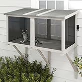 ketive Cat Catio, Expandable Window Box Enclosure for Indoor Cats | Comfortable Wooden Small Pet Perch House Hammock, All-Weather, Keep Bugs Insects Out