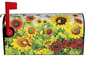 Granbey Sunflower Mailbox Cover Magnetic Custom Butterflies Floral Decor Colorful Painting Wraps Post Letter Box Decorative for Outside Garden Yard Home Standard Mailbox 18x21 in