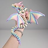 WUQIREN 3D Printed Dragon with Wings, 3D Printed Animals Toys, Fidget Dragon Toys, Flexible Articulated Winged Crystal Dragon Model, Desktop Pet Decor, Dragon Gift for Kids & Adult (Random-Rainbow)