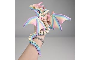 WUQIREN 3D Printed Dragon with Wings,3D Printed Animals Toys, Fidget Dragon Toys, Flexible Articulated Winged Crystal Dragon Model,Desktop Pet Deco, Stocking Stuffers (Matte-Rainbow)