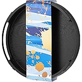 Round Black Solid Wood Serving Tray with Metal Handles, Large Wooden Decorative Ottoman Tray Food Drinks Server for Coffee Table, Breakfast in Bed, Dinner, Party, Bar, Kitchen, 12 x 12 x 2.2 Inches