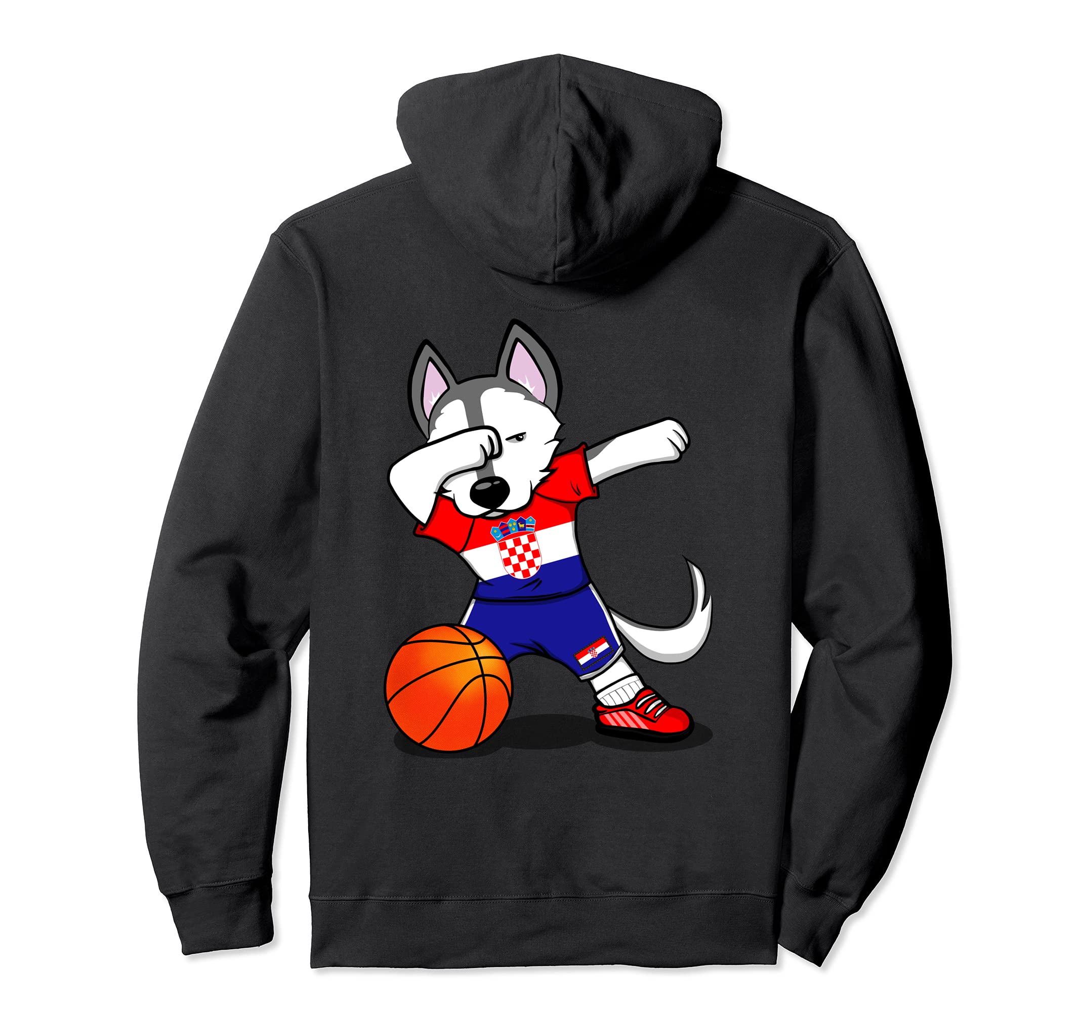 Dabbing Husky Croatia Basketball Fans Jersey Croatian Flag Pullover Hoodie