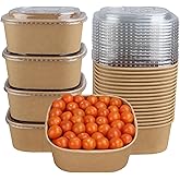 JAYEEY 40 oz Disposable Kraft paper bowls with lids,Food containers Soup Bowls Party Supplies Treat Bowls 50 Pack