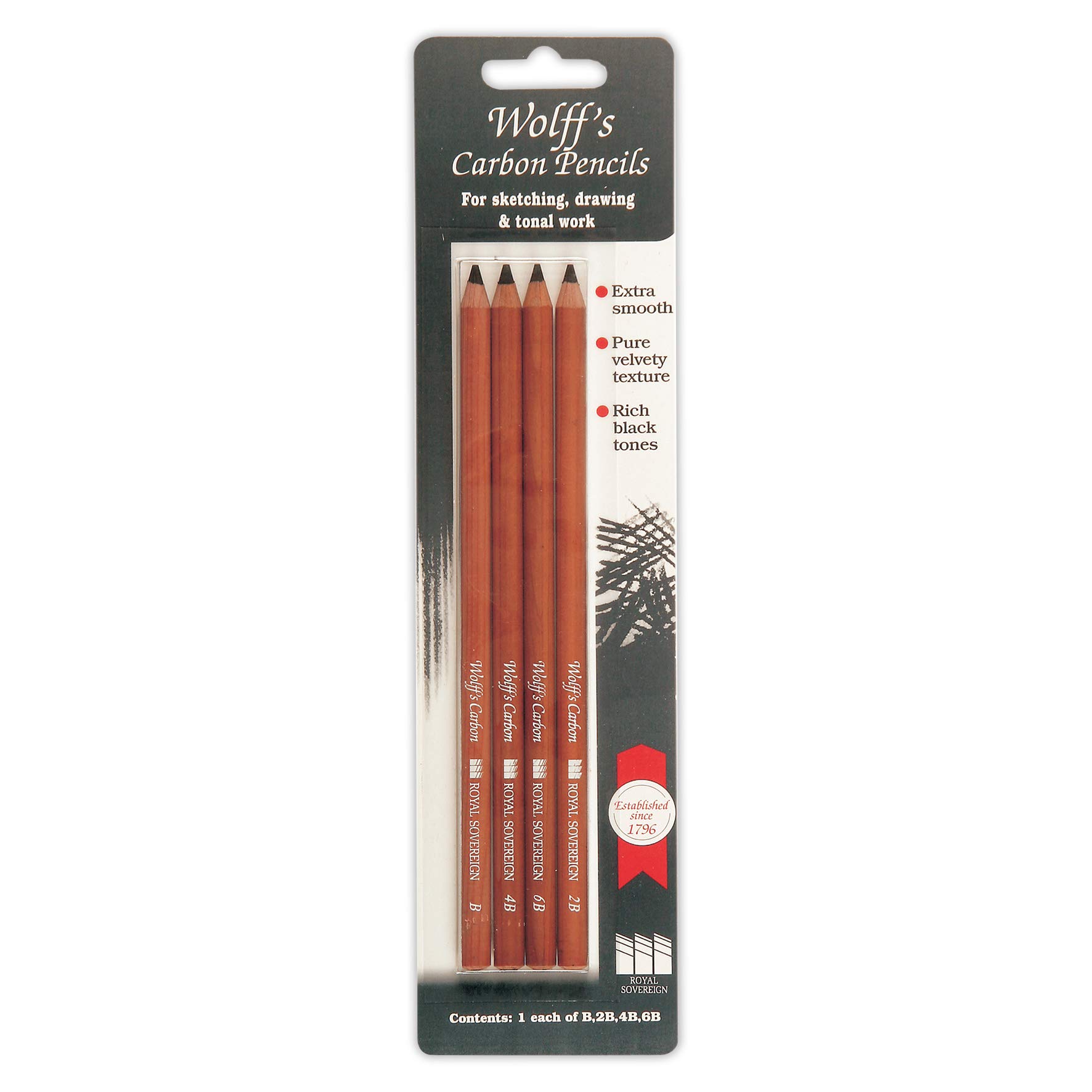 Wolff's Carbon Pencil Set, Black, 4 Count (Pack of 1)