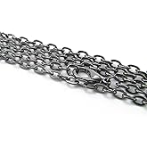 CleverDelights 4x6mm Cable Chain Necklaces - Gunmetal Silver Color - 10 Pack - 24 Inch Length
