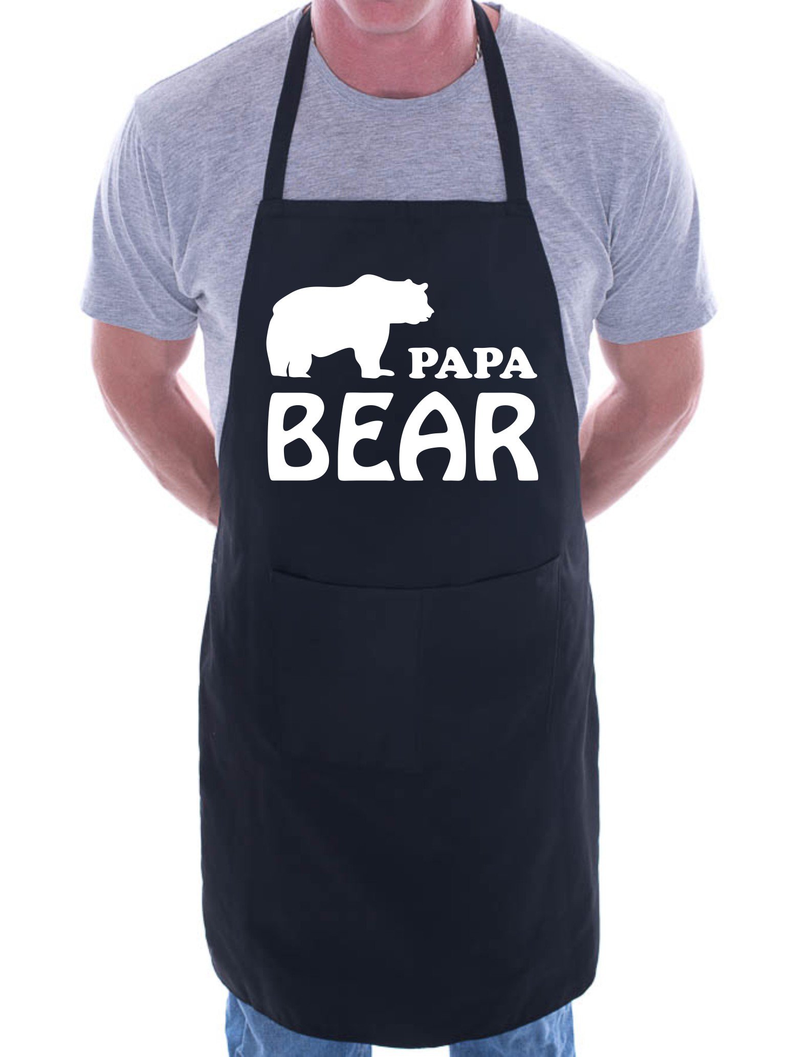 Print4U Papa Bear Funny Fathers Day BBQ Cooking Novelty Apron Black
