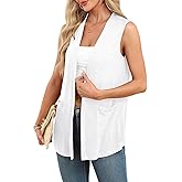 Veryoung Summer Vest for Women Lightweight Fashion Casual Soft Knit Sleeveless Cardigan Curved Hem with Cozy Pockets (S-3XL)