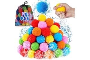LQYOYZ 58 Water Balls Reusable Water Balloons for Kids Outdoor Games & Toys, Summer Water Toys Outside Water Play Splash Balls for Pool Backyard Lawn Beach Fun Games