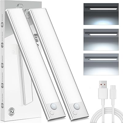 Schrankbeleuchtung Unterbauleuchte Küche LED Lampe - 20cm Bewegungsmelder Licht Akku Schrank Beleuchtung - Batterie Leuchte Schranklicht Lichtleiste Kabellos Leiste Küchen USB Light Aufladbar Dimmbar