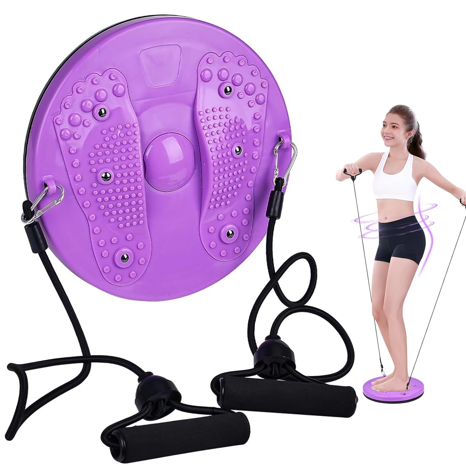 Waist Whisper Waist Sculptor Machine Twister, Waist Twisting Disc Board with Resistance Bands and Foot Massage, Exercise Equipment for Home Use, Twister Exercise for Women Adults Cardio Weight Loss