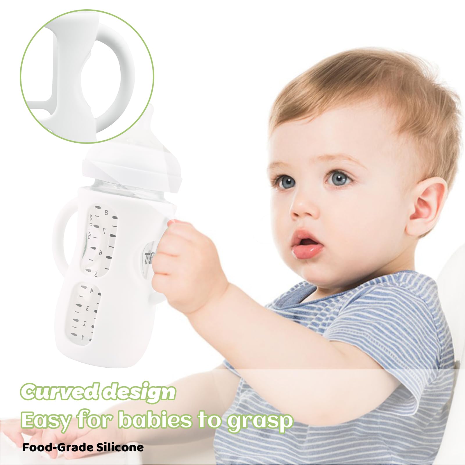 3 Pack Silicone Sleeves for Avent Natural Glass Baby Bottles, Anti Breakage Baby Bottle Holder with Handles, Compatible Philips Avent Glass Natural Baby Bottle 8 oz