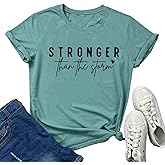 BLACKOO Women Stronger Graphic Tees Cute T-Shirts
