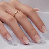 BTArtbox Press On Nails Short 30 Pcs Ombre Nude Glue Included 15 Sizes view 2