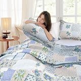 Emma Barclay Cotswold Quilted Patchwork Bedspread Set Blue Double view 5