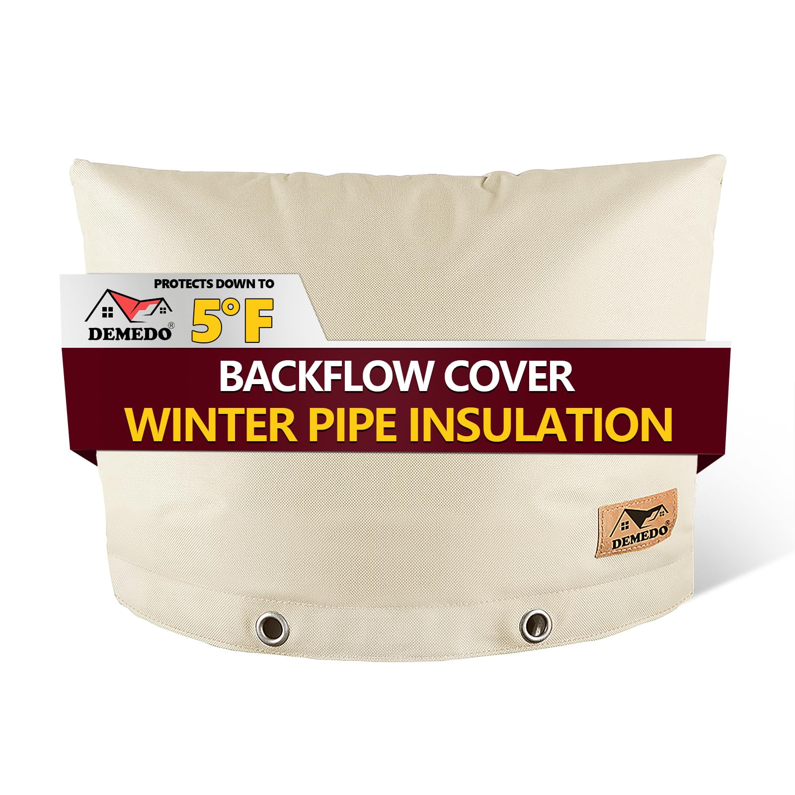 Photo 1 of Backflow Preventer Insulation Cover - Water Pipe Insulation Sprinkler Cover for Outside - Insulated Backflow Cover Pouch for Irrigation Back Flow Valve in Winter or Sun Exposure (30" W x 24" H, Sand)
